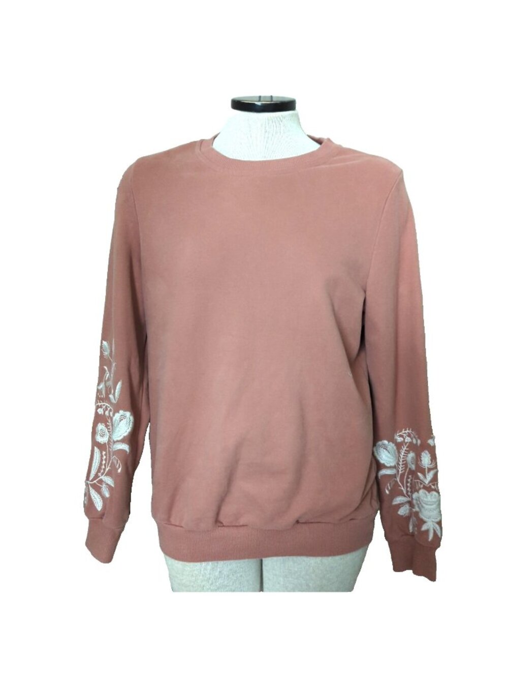 Anthropology Solitaire Sweatshirt Embroidered Women's Sz L Mauve-lp98